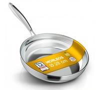 Morleos Poêle en acier inoxydable 18/10 Ø 30cm | 5 couches - 3mm - 1,35 kg | Résistant au four jusqu'à 400°C | Poêle en acier inoxydable pour induction et Lavable au lave-vaisselle