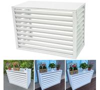 Morlinca Cache Climatiseur Exterieur Aluminium Cache Pompe Chaleur Extérieur Support Persiennes De Climatiseur Cadre Protection Antivol Beau Durable Pas Facilement Déformé Facile,White(2to3p),A