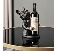 Morlinca Statue de Porte-Bouteille de vin de Bouledogue français, Sculpture de Bouledogue en résine, pièce maîtresse de Table de présentoir, pour la décoration de comptoir de Bar ou de Cuisine,Noir,A