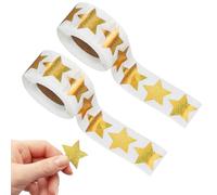 MorLuks 1000 Pièces/2 rouleaux Gommettes Étoiles Autocollants Brillantes Doré, Gommettes Noel enfant, Colorés, Pastilles Autocollantes pour Récompense Enseignant Étudiants Calendrier DIY décoration