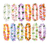 MorLuks 12 Pièces Collier Hawaien Fleurs, Collier de Fleurs Hawaienne, Collier Hawaien, Multicolore Tropical Décoration Luau Fleurs Tropicales Lei, pour pool party Deguisement Hawaien