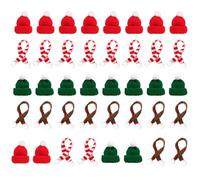 MorLuks 40 Pièces Mini Bonnet et Echarpe de Noel Set, Mini Chapeau de Noël et Mini Foulard de Noël en Tricot, pour Décor de Fête de Noël, Décoration de Bouteille et Décoration Table