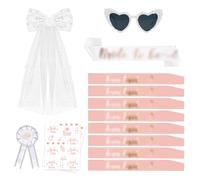 MorLuks EVJF Accessoire, 1 Echarpe Future Mariée, 8 Écharpe Team Bride, Voile Mariée, Lunette Coeur avec Perles, Tatouage Mariage, Badge EVJF, Bride to Be Decoration