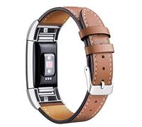 Mornex Bracelet Compatible Fitbit Charge 2 en Cuir,Bande de Remplacement Réglable Sangle Rechange Métal Connecteurs Accessoires