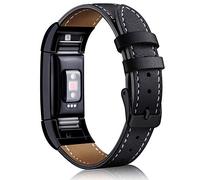 Mornex Bracelet Compatible Fitbit Charge 2 en Cuir,Bande de Remplacement Réglable Sangle Rechange Métal Connecteurs Accessoires