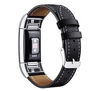 Mornex Bracelet Compatible Fitbit Charge 2 en Cuir,Bande de Remplacement Réglable Sangle Rechange Métal Connecteurs Accessoires