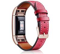 Mornex Bracelet Compatible Fitbit Charge 2 en Cuir,Bande de Remplacement Réglable Sangle Rechange Métal Connecteurs Accessoires