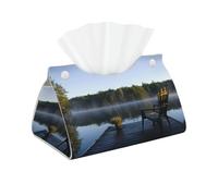 Morning At The Lake - Sac à mouchoirs en cuir lisse, résistant à l'usure et imperméable - Boîte à mouchoirs décorative montée sur voiture - Convient pour la maison et le bureau.