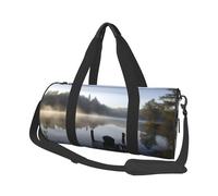 Morning at The Lake Sac de voyage en toile imprimée - Sac de sport de gym avec grande capacité pour week-end voyage d'affaires, Noir , Taille unique