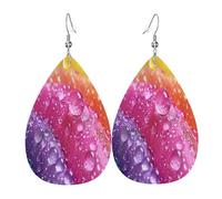 Morning dew Boucles d'oreilles en cuir pour femme en forme de larme - Boucles d'oreilles pendantes légères en PVC avec crochets en argent 925 - Impression double face | Cadeau hypoallergénique