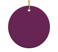Morning Glory Décoration de Noël violette en céramique, boule ronde imprimée double face avec ficelle dorée pour décoration de sapin de Noël, maison, magasin et bureau
