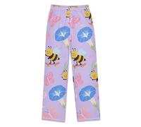 Morning Glory Flower Purple Funny Bees Boys Pyjamas Pants Cotton Boys Lounge Pants Girls Christmas Pyjamas Sleepwear 13-14Y
