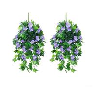 Morning Glory Vine Lot de 2 paniers suspendus style rotin Décoration murale Convient pour l'intérieur et l'extérieur dans la maison, le jardin et la configuration d'événements (B)