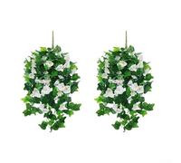 Morning Glory Vine Lot de 2 paniers suspendus style rotin Décoration murale Convient pour l'intérieur et l'extérieur dans la maison, le jardin et la configuration d'événements (E)