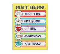 Morning Greetings Classroom Rules Educational Poster Wall Art for Preschool Elementary School(Framed,16x24inch(40x60cm))