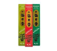 Morning Star Kit de sélection - 3 variétés de 50 bâtonnets d'encens japonais (parfums bois) - pin, bois de santal, bois de cèdre
