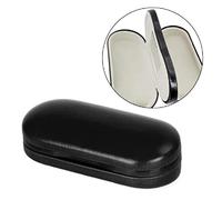 Morningmo Étui à lunettes double couche pour 2 paires de lunettes, Noir, Rigide, Polyuréthane, Cuir synthétique, Classique, 16 x 7.2 cm