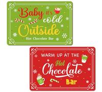 MorningRo Lot de 2 panneaux en métal pour barre de chocolat chaud, 30,5 x 20,3 cm, inscription « Christmas Baby It's Cold Outside Hot Cocoa Bar » - Décoration murale pour maison, cuisine, café (style