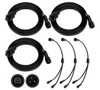 MorningRo Lot de 6 câbles d'extension compatibles avec Govee, 4,9 m, noir | Compatible avec Govee Permanent Outdoor Light 3 Broches Cordon Extension Droite, Compatible avec Govee H705 H706 H805