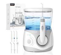 Mornwell Hydropulseur Dentaire Professionnel Électrique avec 10 Niveaux de Pression, 6 Buses, 2 Modes & Réservoir 600ml, Minuterie Intégrée (Large A)