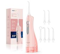 Mornwell Hydropulseur Jet Dentaire Portable et Irrigateurs Oral 3 modes, 4 Embouts Remplaçables, Rechargeable et Étanche IPX7, Réservoir 300ML (Rose)
