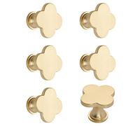 MOROBOR 6PCS Poignée de trèfle à quatre feuilles, tiroir d’armoire créative tire multifonctionnel Single Hole Zinc Alloy Boutons pour commode Armoire Door Furniture/Gold Base et Surface
