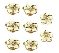 MOROBOR 8 pièces Boutons de tiroir en or pétale, poignées décoratives créatives pour placard, boutons en émail de soie à trou unique en alliage de zinc pour commode, armoire, porte, quincaillerie de