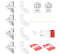 MOROBOR Acrylique 3-Hole Joint Brackets à angle droit et Support d’angle en forme de L avec vis, mini poignée auto-adhésive en ananas Acrylique Hinge Buckle Lock pour DIY Display Box