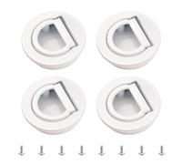 MOROBOR Anneau de traction rond, poignée intégrée, 4 pièces, poignées Tatami cachées, poignées de placard invisibles, quincaillerie de meubles avec vis pour placard, armoire, tiroir (blanc clair)