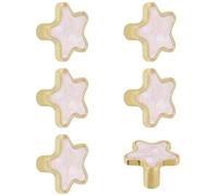 MOROBOR Boutons de placard de cuisine en forme d'étoile décorative, lot de 6 poignées de tiroir créatives roses pour meuble de cuisine Poignées de traction à un trou unique Bouton en alliage de zinc
