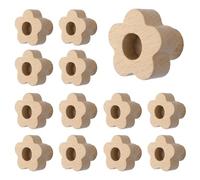 MOROBOR Boutons de tiroir en forme de fleur en bois, 12 pcs Boutons décoratifs en bois naturel à un seul trou en bois de hêtre pour meubles de commode, placard, armoire avec vis et tube d’expansion