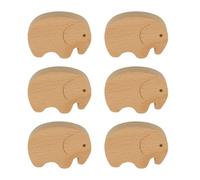 MOROBOR Boutons en forme d'éléphant en bois, lot de 6 poignées en bois de hêtre à trou unique pour tiroirs, placards, armoires avec vis et tube d'expansion