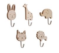 MOROBOR Crochets muraux en bois, 5 pcs Crochets Décoratifs en Bois Thématiques Animaux Auto-adhésifs Multifonctionnels pour Serviettes d'Enfant Porte-vêtements pour Chambres d'Enfants et Crèches