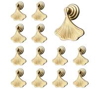MOROBOR Ginkgo Lot de 12 poignées de tiroir en forme de feuille dorée à trou unique pour armoire, placard, placard