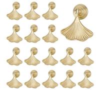 MOROBOR Ginkgo Lot de 18 Poignée Meuble Poignées de Tiroir en Alliage de Zinc en Forme de Feuille avec Pendentif en Forme de Goutte Dorée pour Commode, Tiroir, Armoire