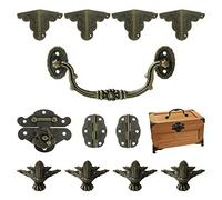 MOROBOR Kit de poignées antiques pour charnières et charnières - Protections pour boîte à bijoux en bois, boîte non incluse