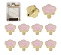MOROBOR Lot de 10 boutons de placard de cuisine décoratifs en forme de fleur rose, poignées de tiroir de commode, poignées de porte de placard à trou unique en alliage de zinc