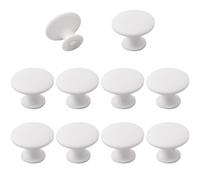 MOROBOR Lot de 10 boutons de tiroir ronds en plastique blanc à trou unique avec vis pour armoire et tiroirs