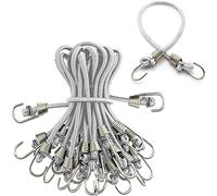 Morobor Lot de 10 mini tendeurs élastiques blancs avec crochets en métal pour vélos, porte-câbles, tentes, chariots, etc