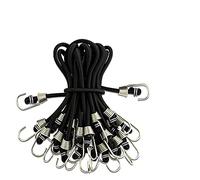 Morobor Lot de 10 mini tendeurs élastiques noirs avec crochets en métal pour vélos, porte-câbles, tentes, chariots, etc