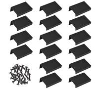 MOROBOR Lot de 16 mini poignées dissimulées noires de style moderne, en alliage d'aluminium invisible à angle droit, pour matériel d'armoire, 50 mm
