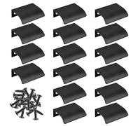 MOROBOR Lot de 16 poignées de tiroir de style moderne à bords radiaux en aluminium alliage invisibles - Noir mini bord de doigt - Pour armoire, tiroir/50 mm