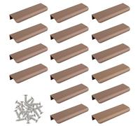 MOROBOR Lot de 16 poignées de tiroir de style moderne, incurvées en alliage d'aluminium invisible, pour armoire, quincaillerie d'armoire, 120 mm, marron