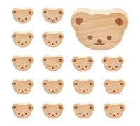 MOROBOR Lot de 18 boutons de placard en bois de hêtre en forme d'ours avec vis et tube d'extension