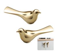 MOROBOR Lot de 2 boutons créatifs en forme d'oiseau, multifonctionnels, en alliage de zinc, pour commode, armoire, porte, meubles, accessoires de meubles - Doré vif