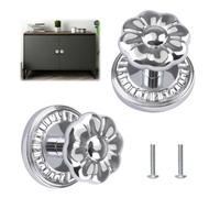 MOROBOR Lot de 2 boutons de placard solides, motif floral, poignées de tiroir créatives à trou unique en alliage de zinc pour placard, commode, porte, tiroirs/chrome vif