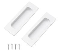MOROBOR Lot de 2 poignées d'armoire encastrées, boutons rectangulaires en acier inoxydable blanc chaud avec vis, installation apparente, poignée de traction intégrée pour armoire, tiroir, porte