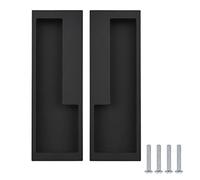 MOROBOR Lot de 2 poignées de porte coulissante encastrées en alliage de zinc avec vis cachées, modernes et simples pour tiroir de grange, placard, armoire (noir mat/137mm)