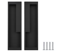 MOROBOR Lot de 2 poignées de porte coulissante encastrées en alliage de zinc avec vis cachées, poignée de porte coulissante simple et moderne de 20 cm pour tiroir de grange, placard, armoire/noir mat