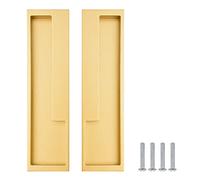 MOROBOR Lot de 2 poignées de porte coulissante encastrées en alliage de zinc avec vis cachées, poignée de porte coulissante simple et moderne de 20 cm pour tiroir de grange, placard, armoire/or mat